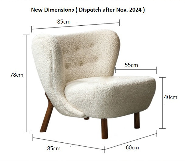 Lilla Petra Lounge Chair in Short Hair White Bouclé