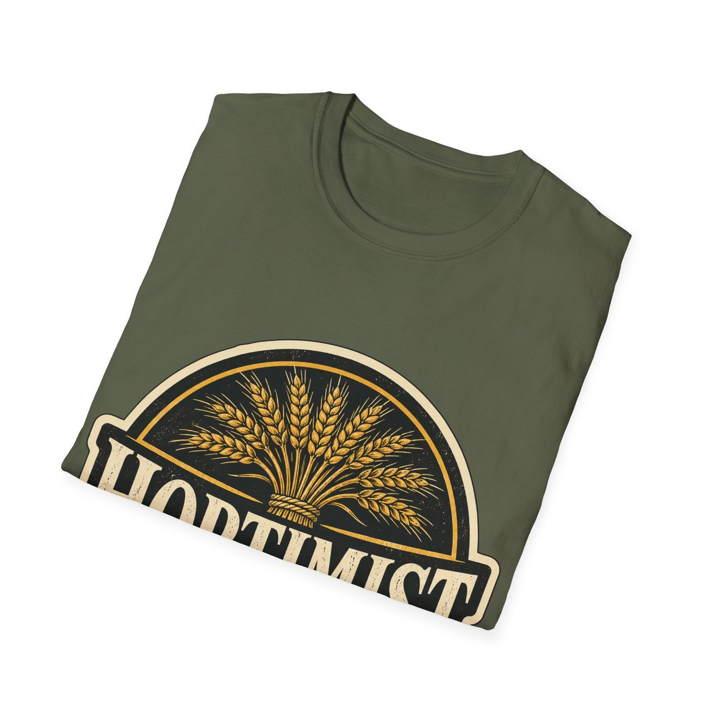 "Hoptimist" Beer Lovers T-Shirt — Vintage Hops & Wheat Brewery Design Unisex Tee