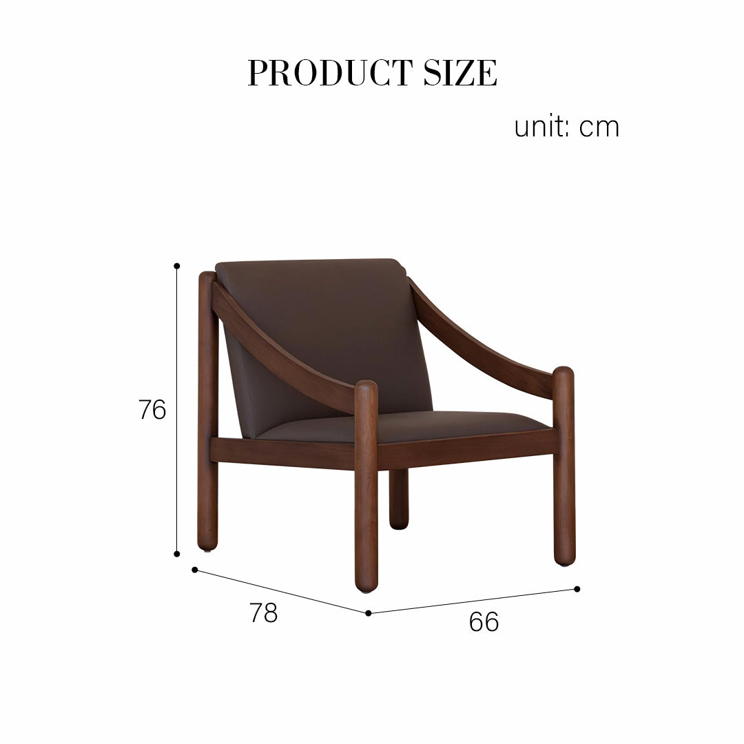 Karam Reception Lounge Chair in Solid Wood and PU Leather