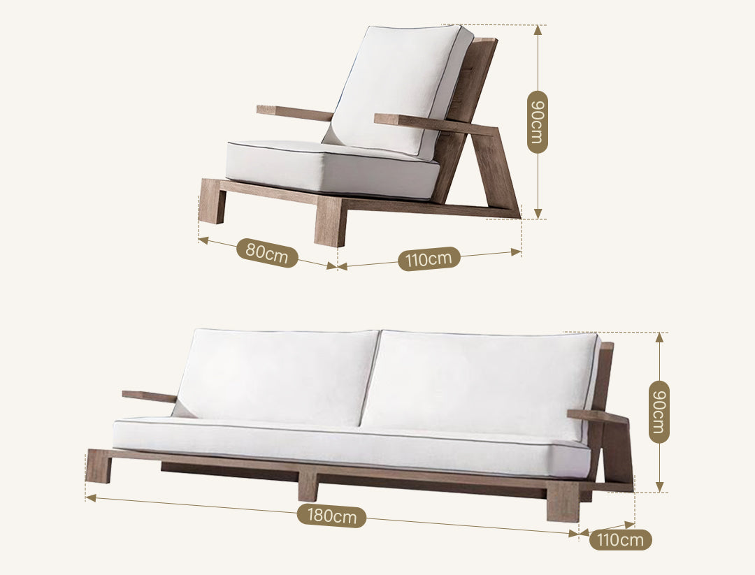 Chandler Oak Lounge Chair and Ottoman — White Outdoor Garden Armchair