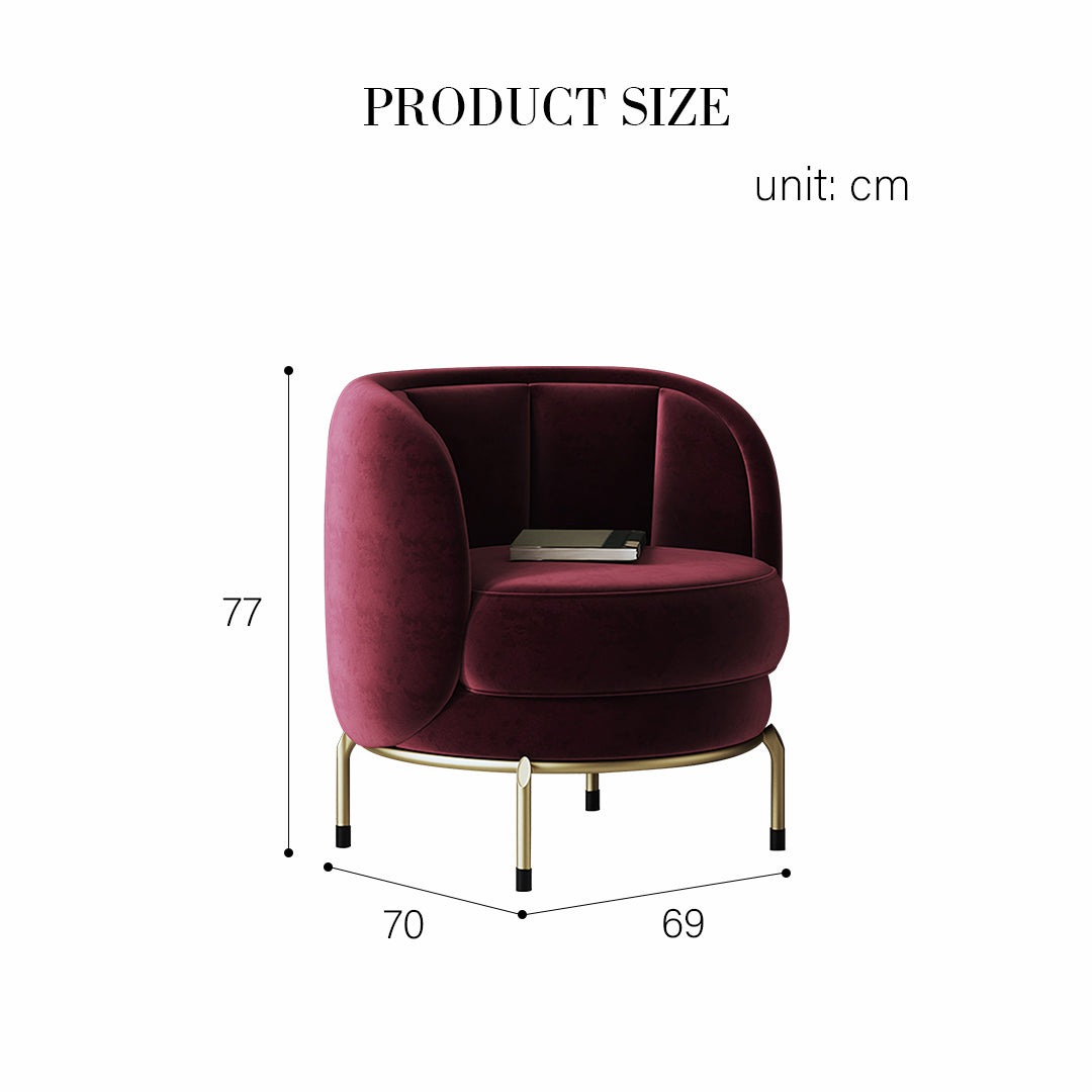 Carver Accent Lounge Chair in Purple Red Flannelette and Stainless Steel