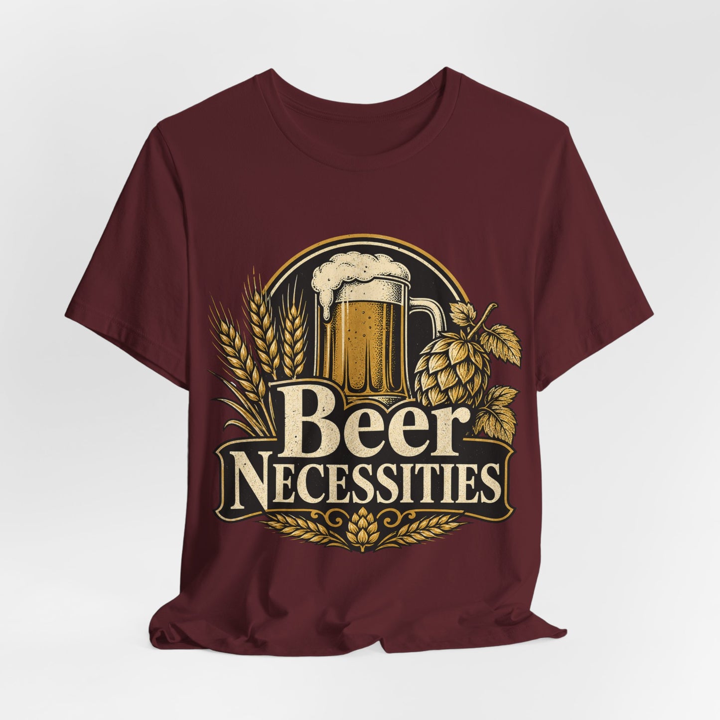 "Beer Necessities" T-Shirt — Vintage Beer Graphic Tee for Brewers & Beer Lovers
