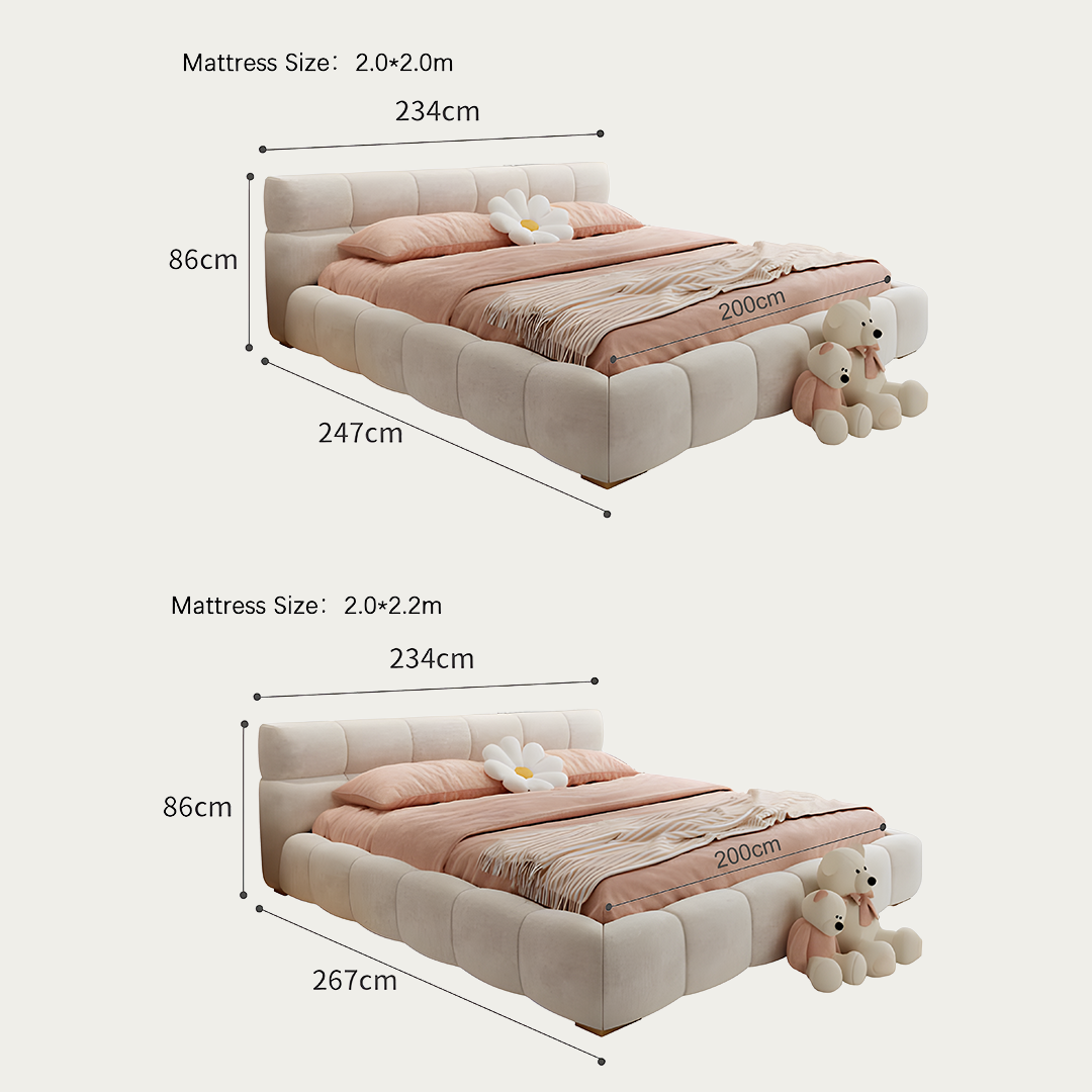 Mamie King Size Bed in Cream Velvet with Gas Lift Storage