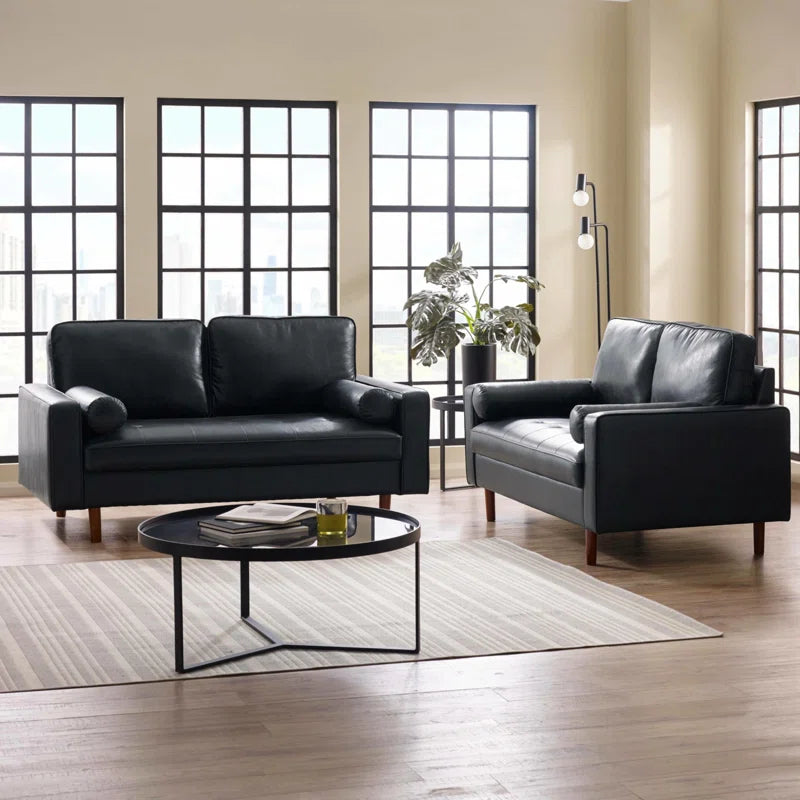 3 seat Faux Leather Sofa Altmann 187Cm Round Arm