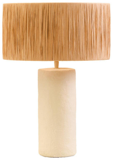 Carta Natural Papier Mache Table Lamp With Natural Raffia Shade