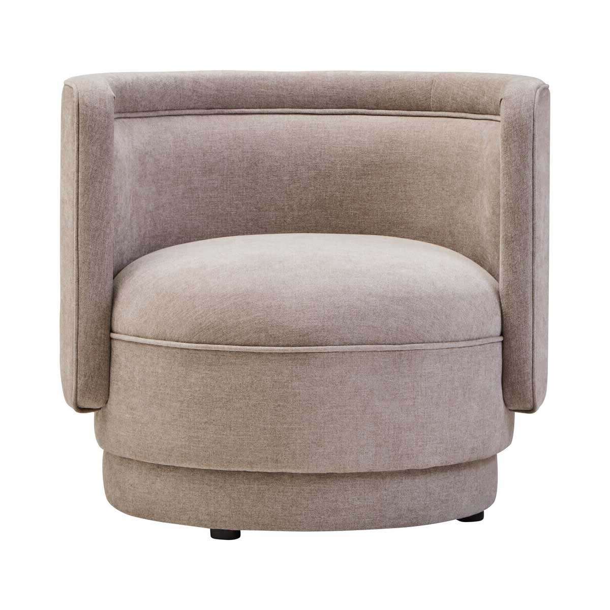 Drake Accent Curved Chair | Taupe Chenille Effect | Shop Online UK
