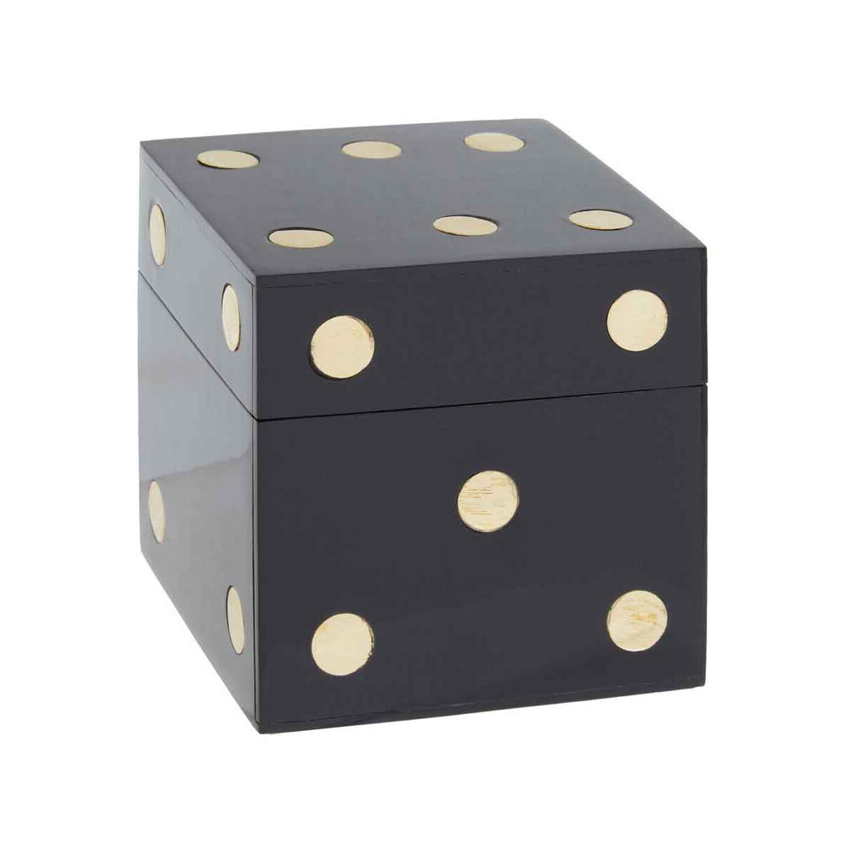 Black Dice Game Box | Set of 5 Dice | Black and Gold