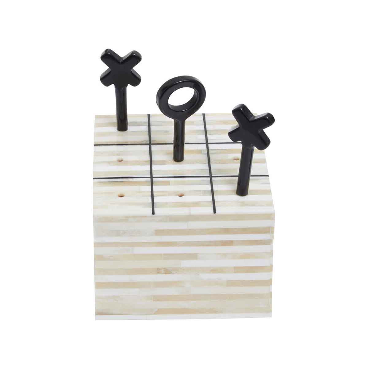 Orsina Noughts & Crosses Game | Handcrafted Cream and Black Bone