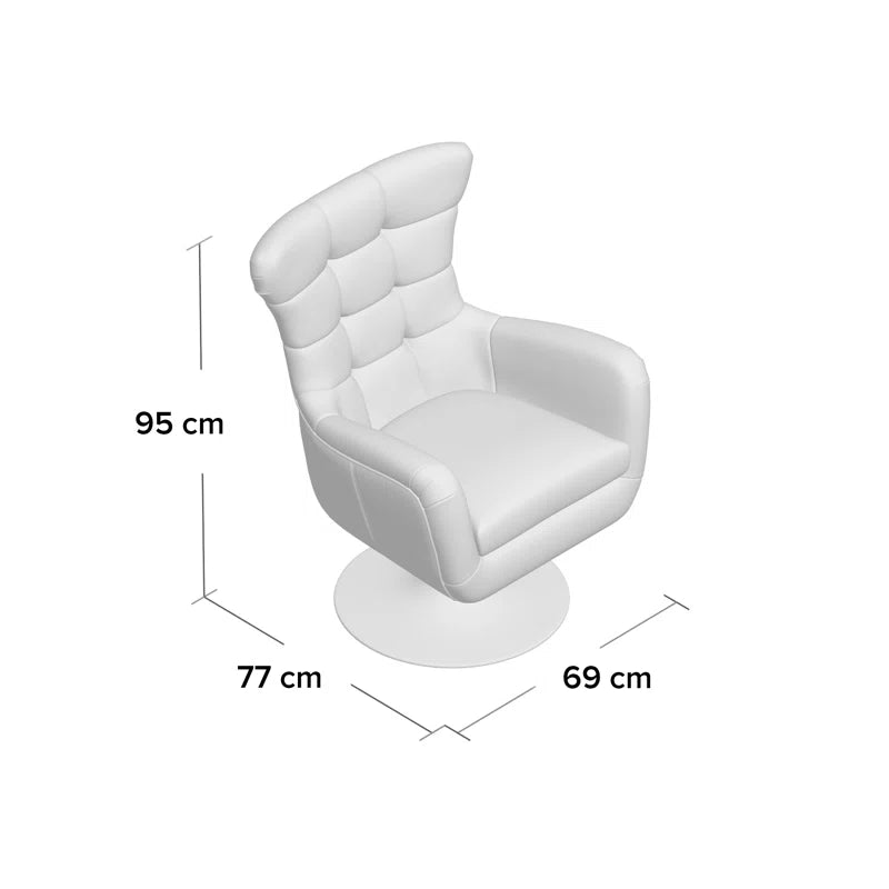 Cantillo Swivel Genuine Leather Wingback Chair No Assembly