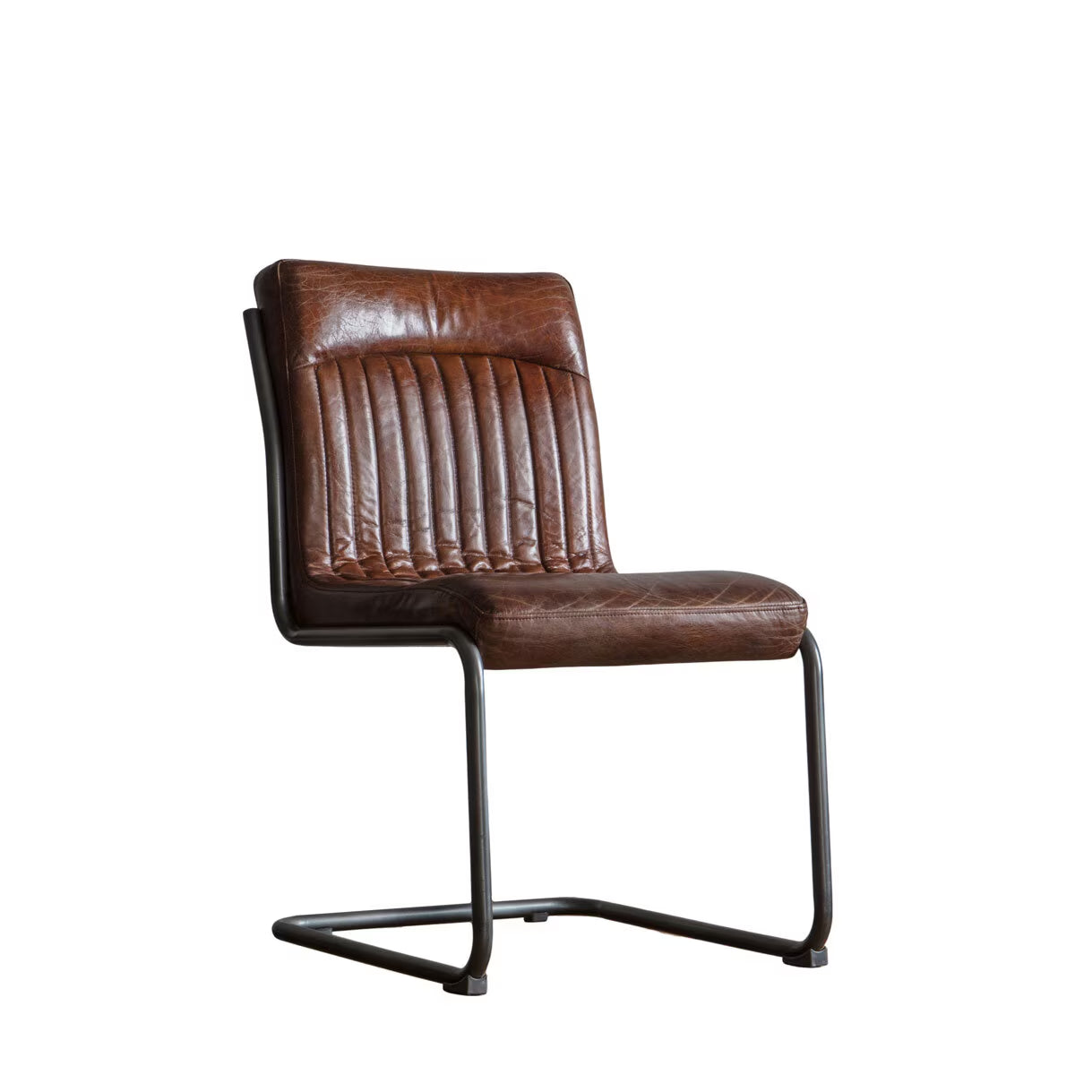 Capri Brown Leather Cantilever Dining Chair