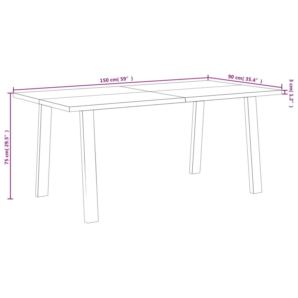 Acacia Kitchen Dining Table | Solid Wood 150x90x75 cm
