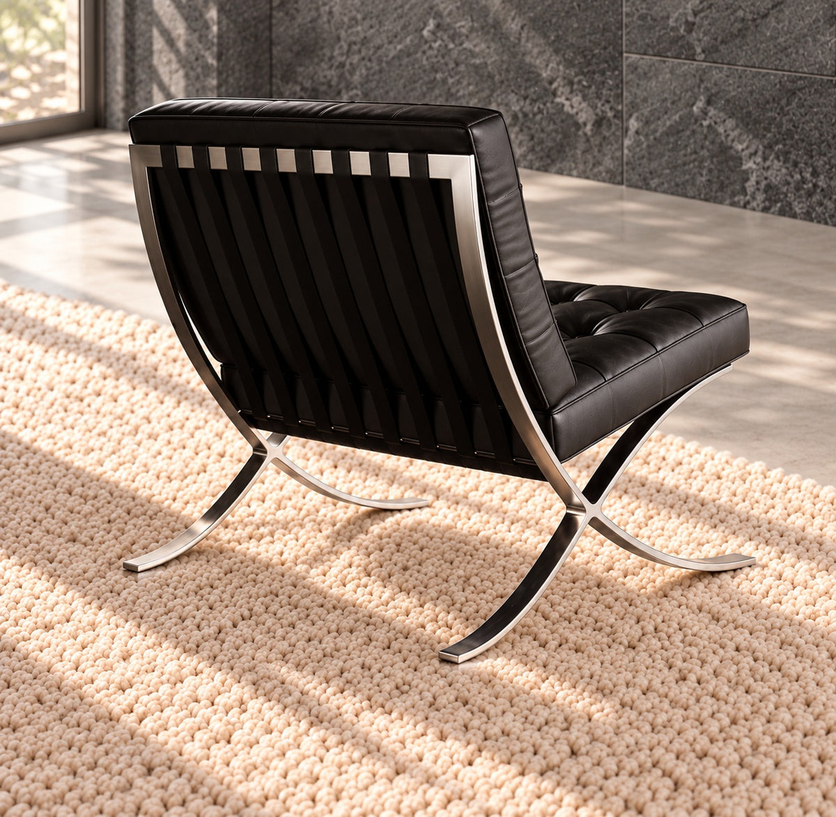 Iconic Barcelona Designer Chair | Genuine Leather Lounge Chair
