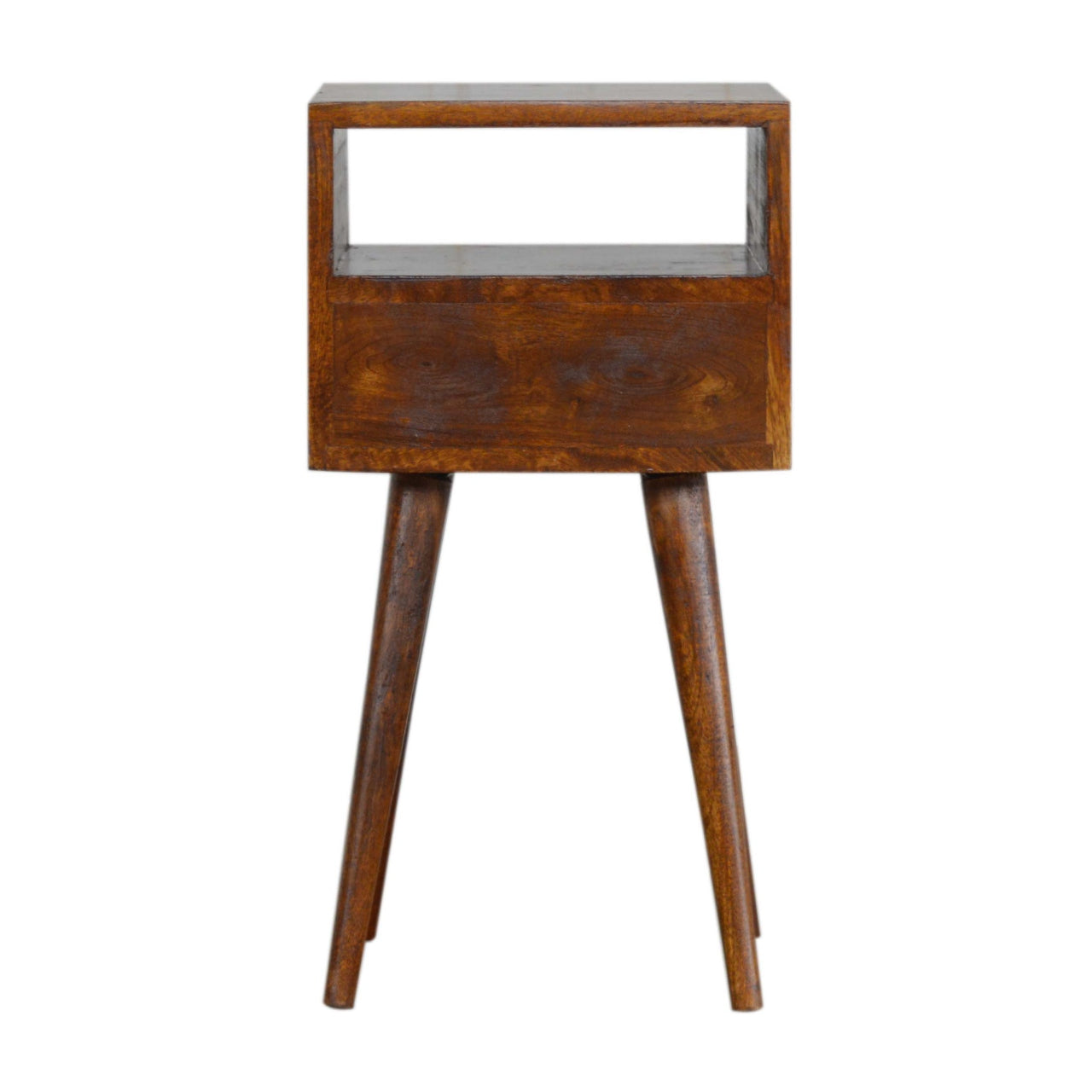 Small Space Mini Table + Drawer Chestnut Finish Nordic Design Solid Sustainable Wood Extraordinary Emporium