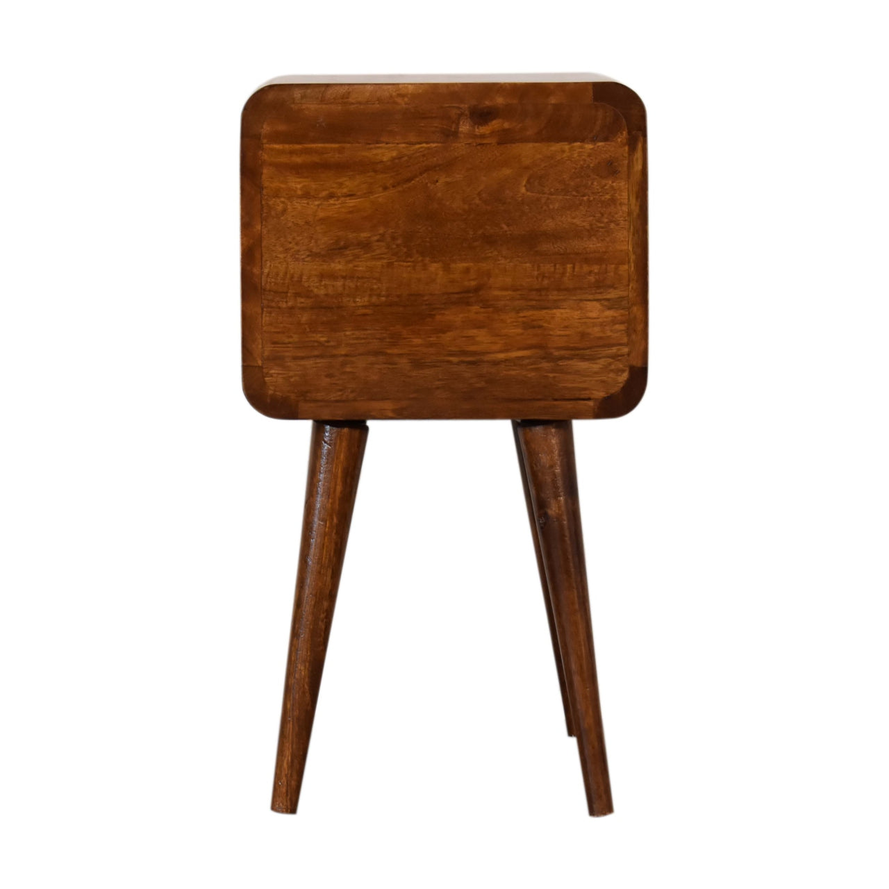 Mini Curved Bedside Table Chestnut Finish Solid Mango Wood Recession Collection