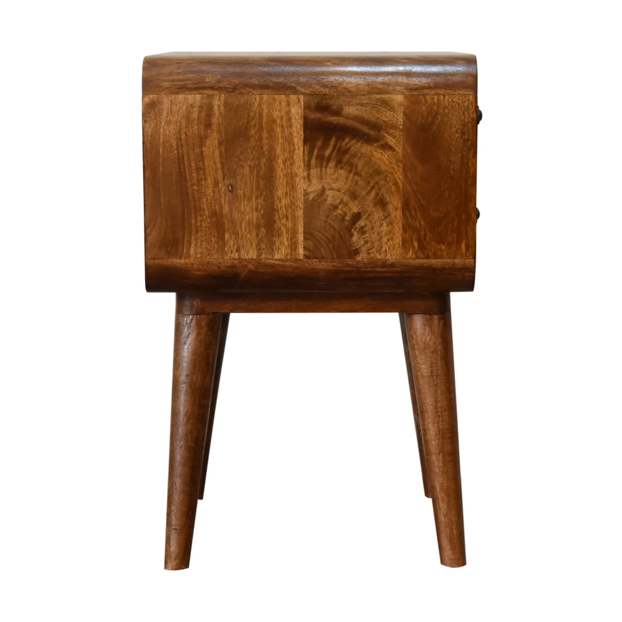 Curved Chestnut Bedside Hand Crafted Sustainable Mango Wood