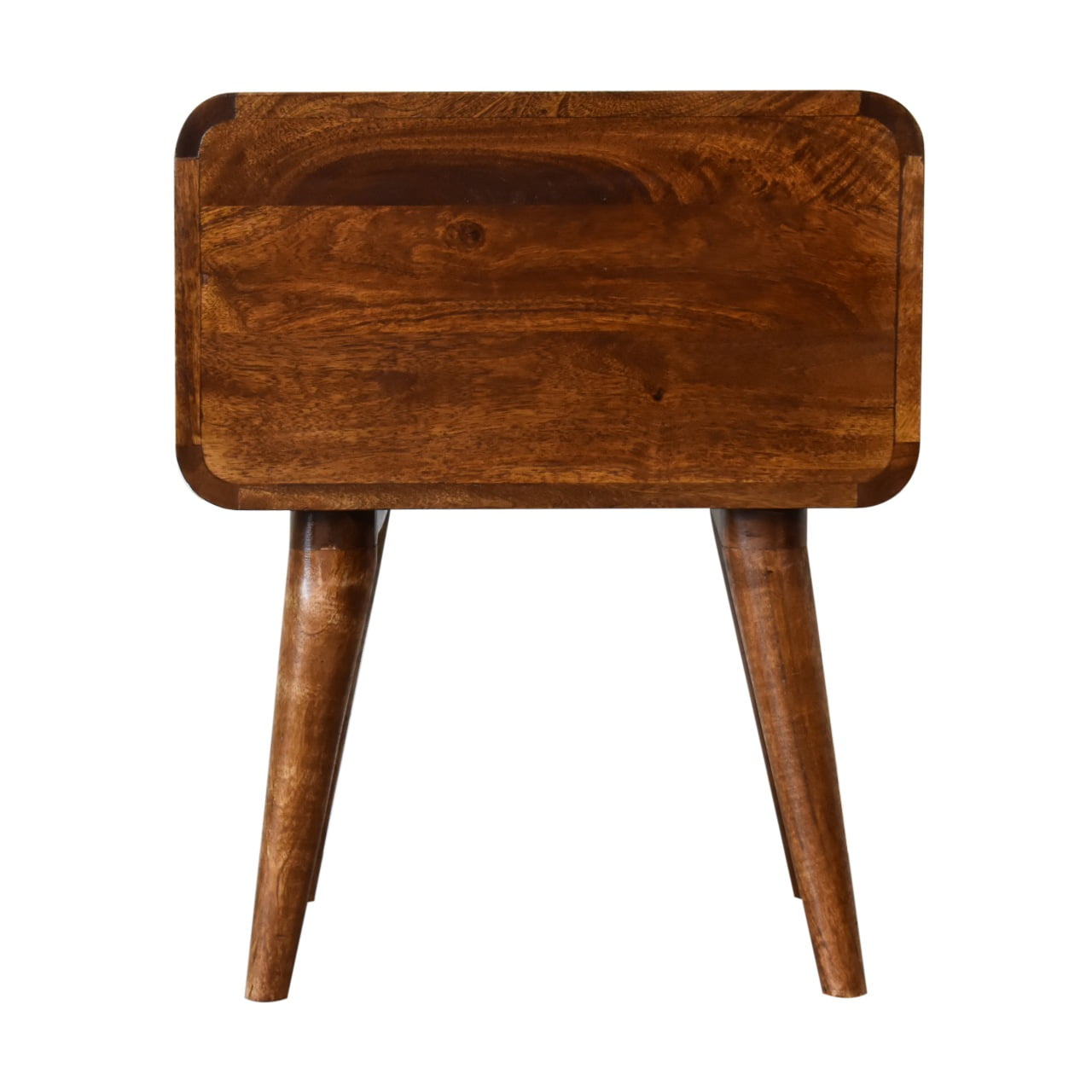 Curved Chestnut Bedside Hand Crafted Sustainable Mango Wood