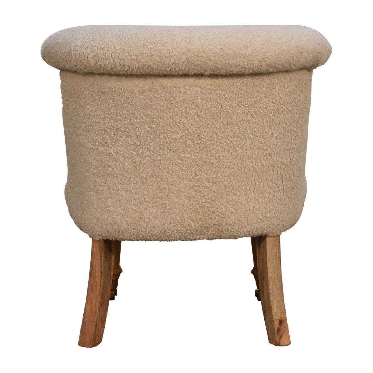 Boucle Accent Chair | Cream Cotton | Hand-carved