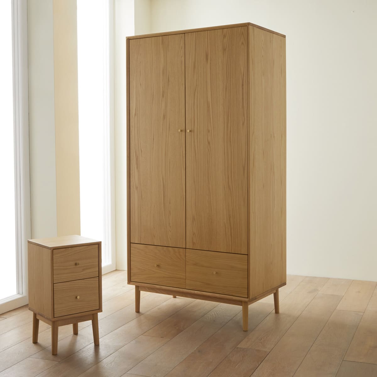 Wright Narrow Bedside Table Oak Hand Crafted Furniture for Small Spaces