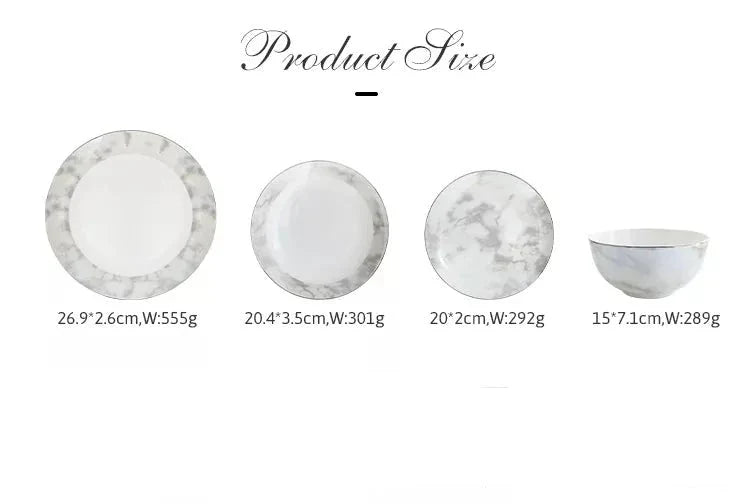 Luxury Carrara Bone China Dinner Set 16 | 24 Piece Dishwasher & Microwave Safe | Gift