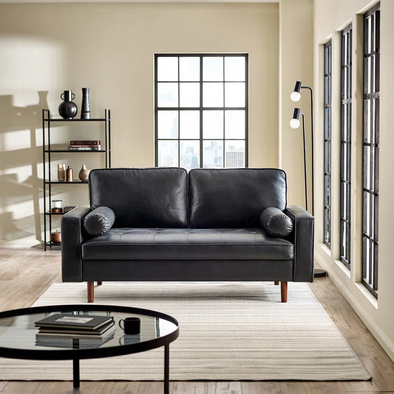 3 seat Faux Leather Sofa Altmann 187Cm Round Arm