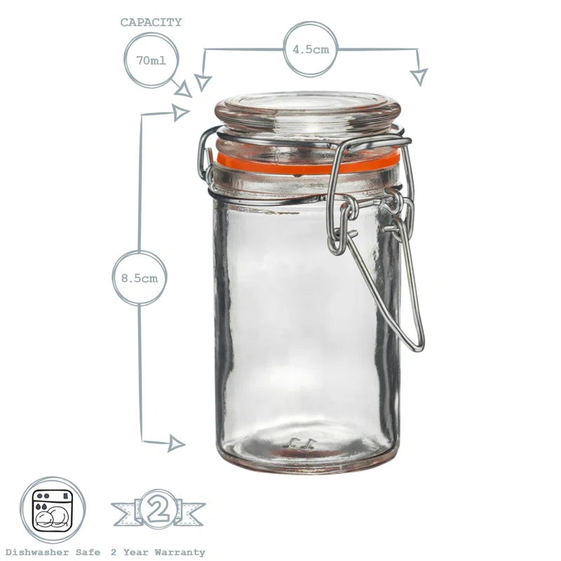 Argon Tableware - Glass Storage Jars with Labels - 70ml Sealed