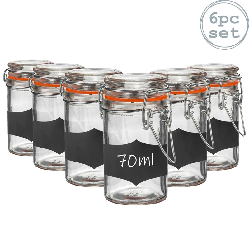 Argon Tableware - Glass Storage Jars with Labels - 70ml Sealed