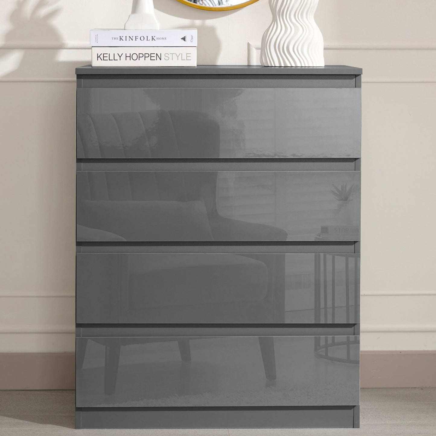 High Gloss Chest of Drawers Bedside Cabinet Tall Wide Storage Bedroom Furniture