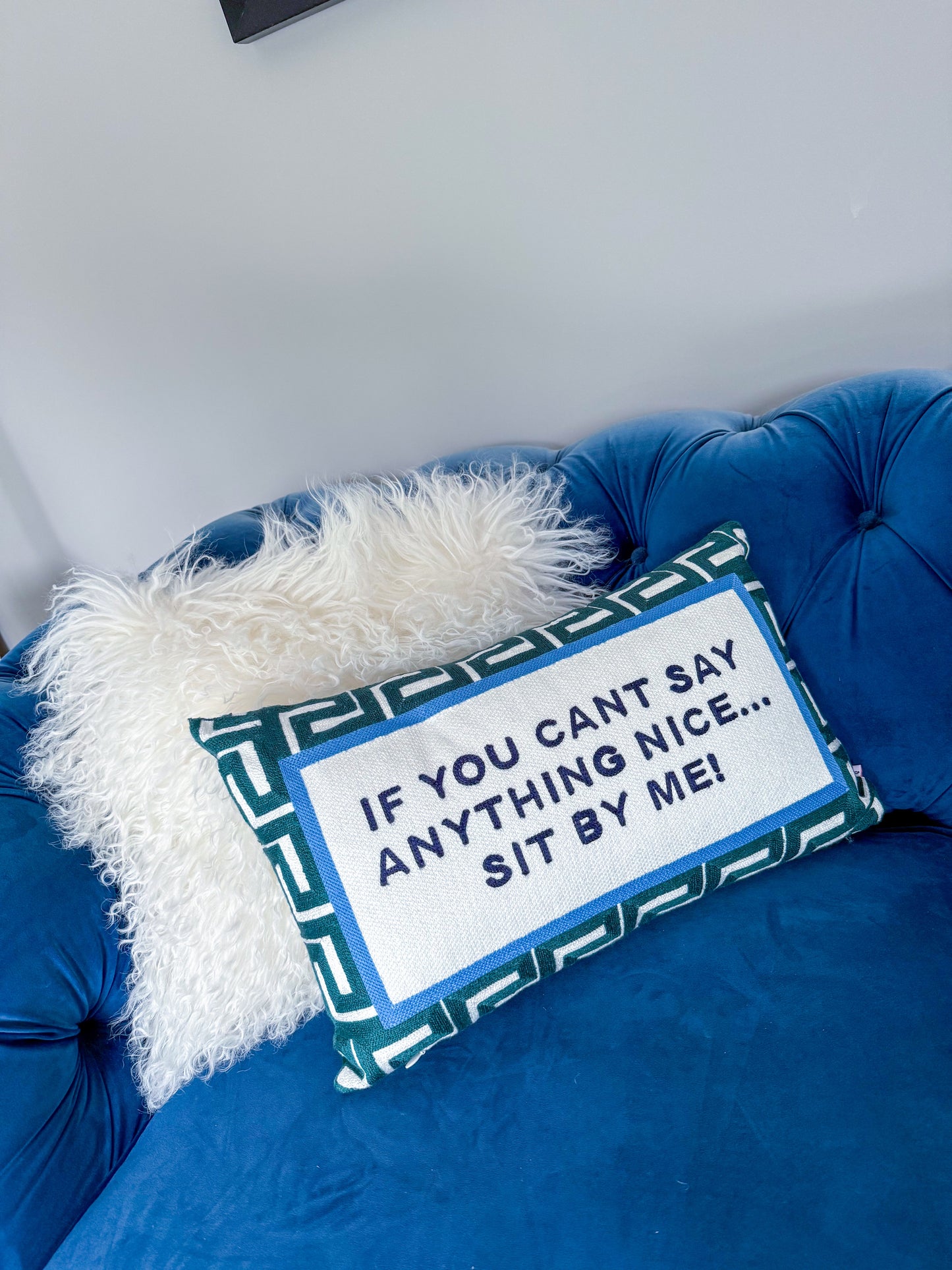Needlepoint Cushion | If You Can't Say Anything Nice...Sit By Me | Handmade