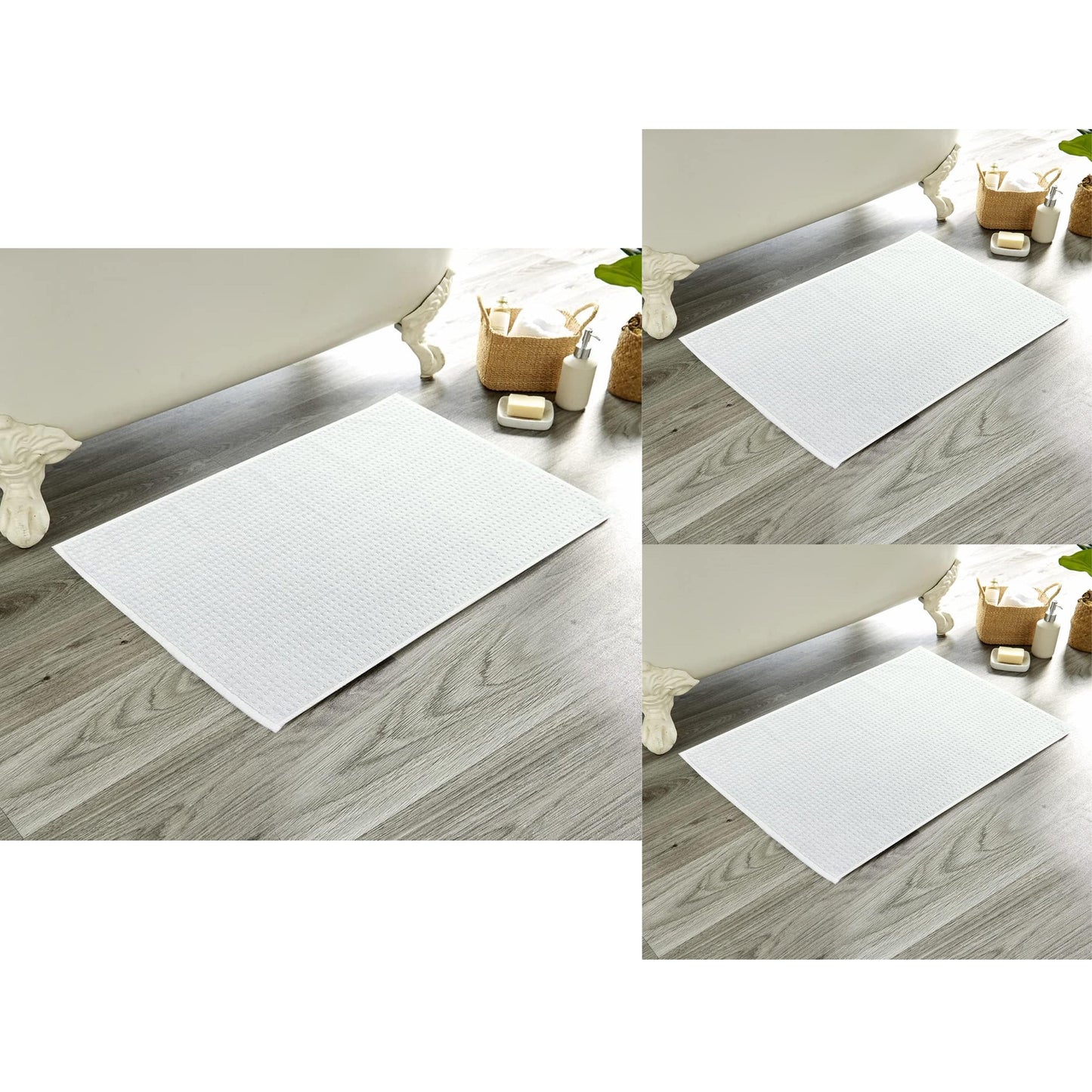 Bathmats Pack of 3 Luxe Ultra-Soft Deep Cotton Pile Eco-Friendly Absorbent Quick-Drying Premium Cotton Rug by OLIVIA ROCCO