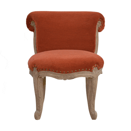 Armchair Brick Red Velvet | Studded | Hand Finished