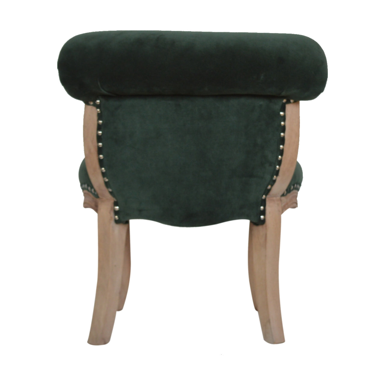 Upholstered Chair | Emerald Green Velvet | Studded Hand Carved