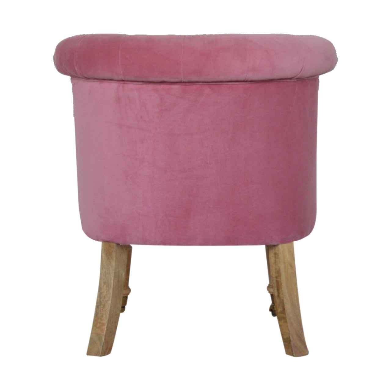 Petite Accent Chair Pink Velvet Deep Buttons Caster Legs