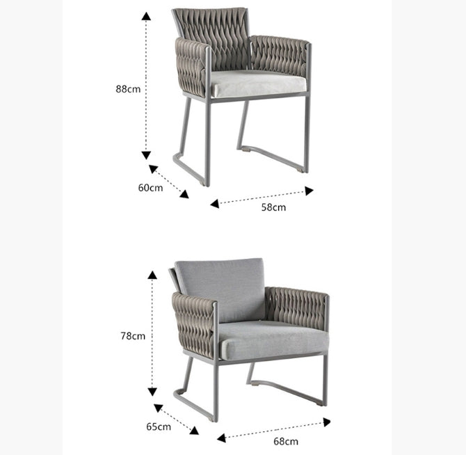 Gray outdoor chair with dimensions | Extraordinary Emporium 