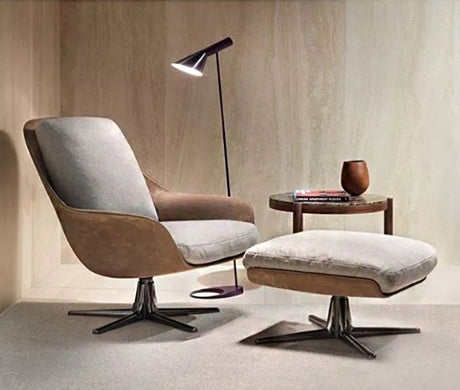 Herton Velvet Swivel Lounge Chair and Ottoman