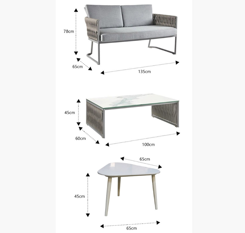 Dimensions of a sofa, coffee table, and side table  | Extraordinary Emporium UK