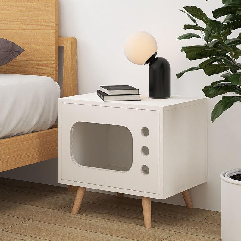 Durame Bedside Table with Pet House in White Ash Wood