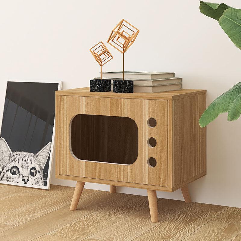 Durame Bedside Table with Pet House in White Ash Wood