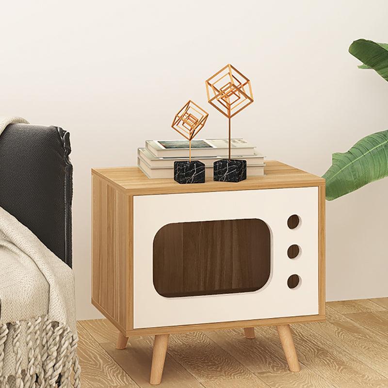 Durame Bedside Table with Pet House in White Ash Wood