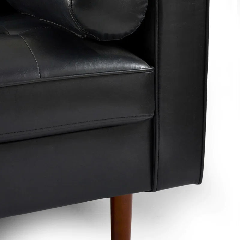 3 seat Faux Leather Sofa Altmann 187Cm Round Arm 