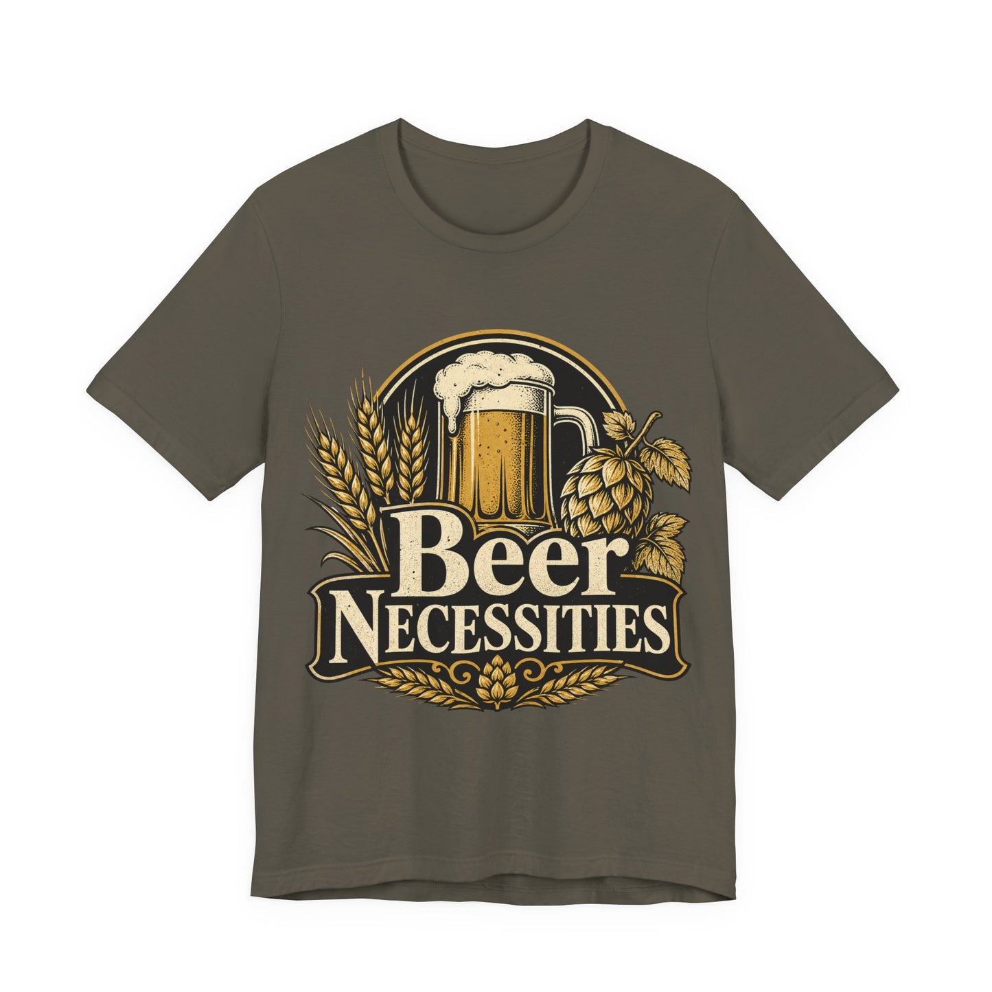 "Beer Necessities" T-Shirt — Vintage Beer Graphic Tee for Brewers & Beer Lovers