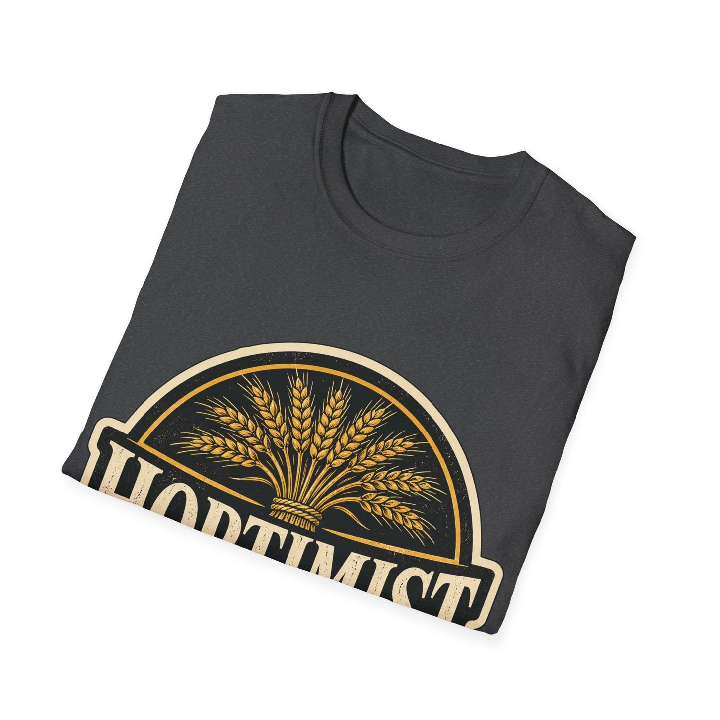 "Hoptimist" Beer Lovers T-Shirt — Vintage Hops & Wheat Brewery Design Unisex Tee