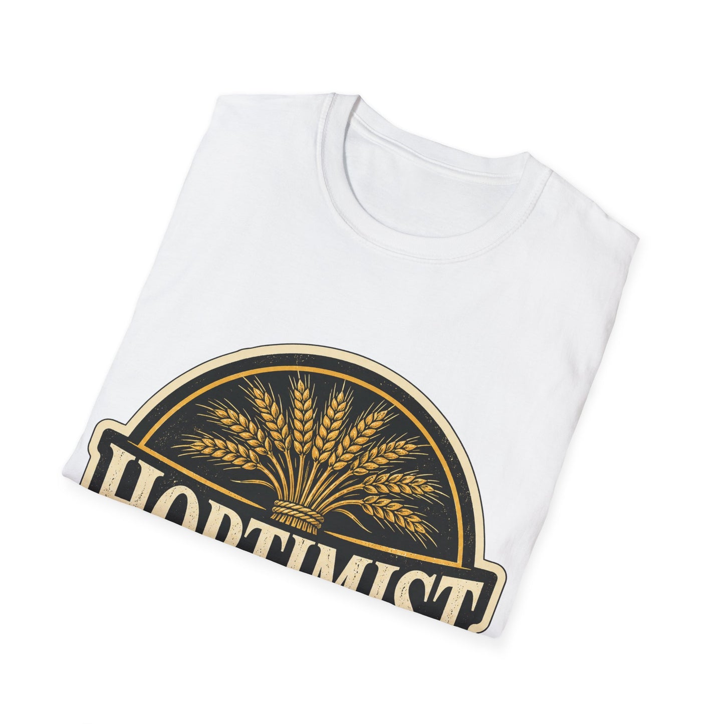 "Hoptimist" Beer Lovers T-Shirt — Vintage Hops & Wheat Brewery Design Unisex Tee