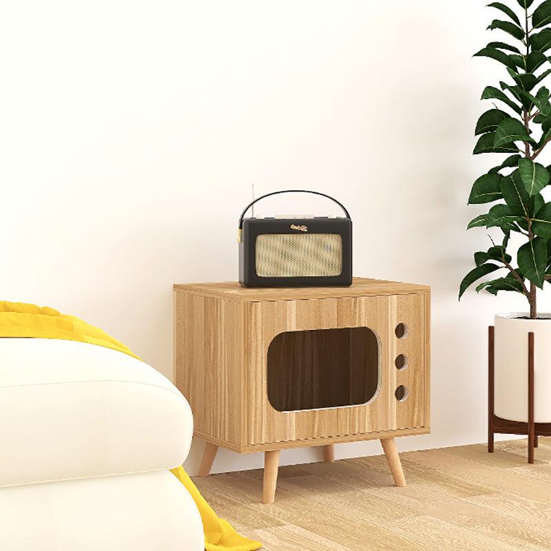Durame Bedside Table with Pet House in White Ash Wood