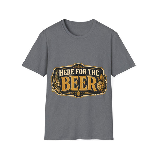 "Here for the Beer" T-shirt for Beer Lovers Vintage Unisex Tee