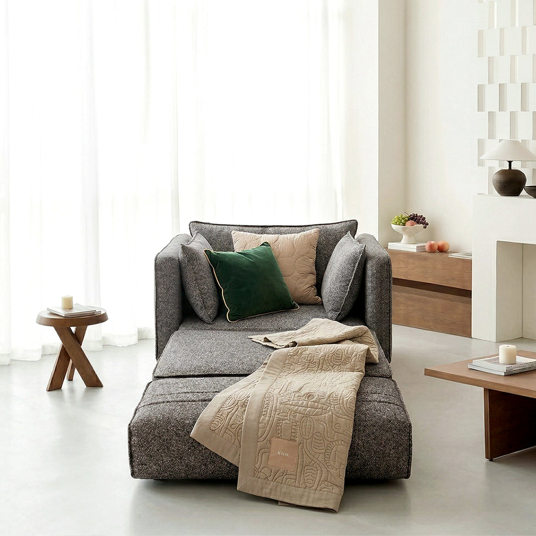 Barghouti Two Seater Sofa Bed in Dark Grey Linen