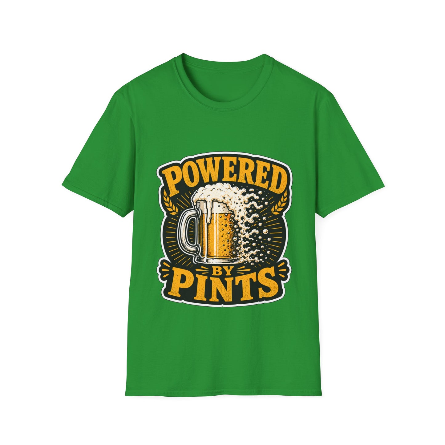 Powered by Pints T-Shirt — Funny Beer Mug Graphic Tee for Beer Lovers
