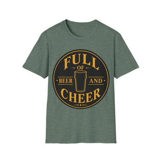 "Full of Beer and Cheer"  T-shirt for Beer Lovers Vintage Pub Tee