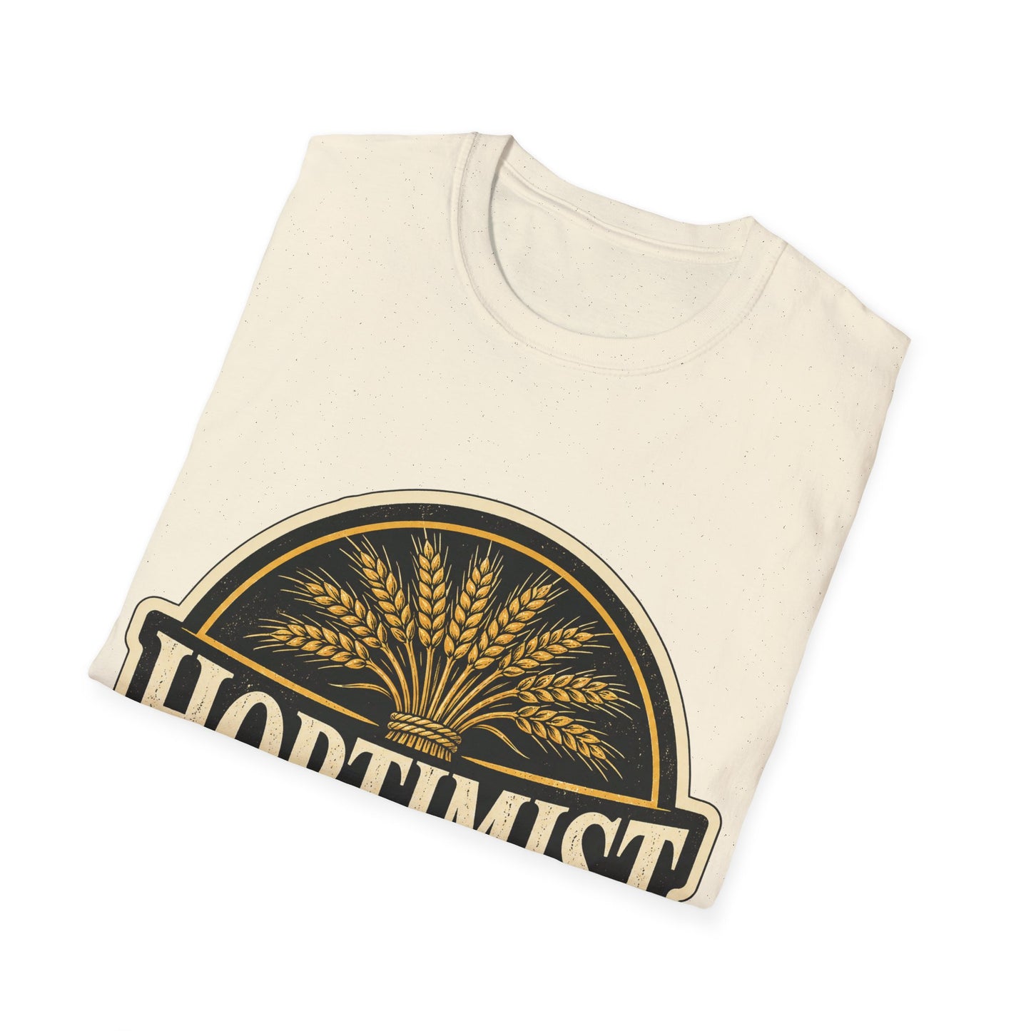"Hoptimist" Beer Lovers T-Shirt — Vintage Hops & Wheat Brewery Design Unisex Tee