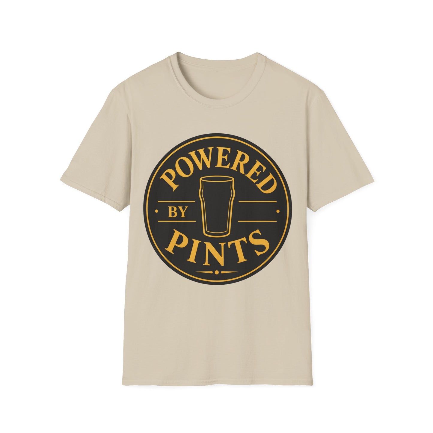 "Powered by Pints"  T-shirt for Beer Lovers Vintage Pub Tee