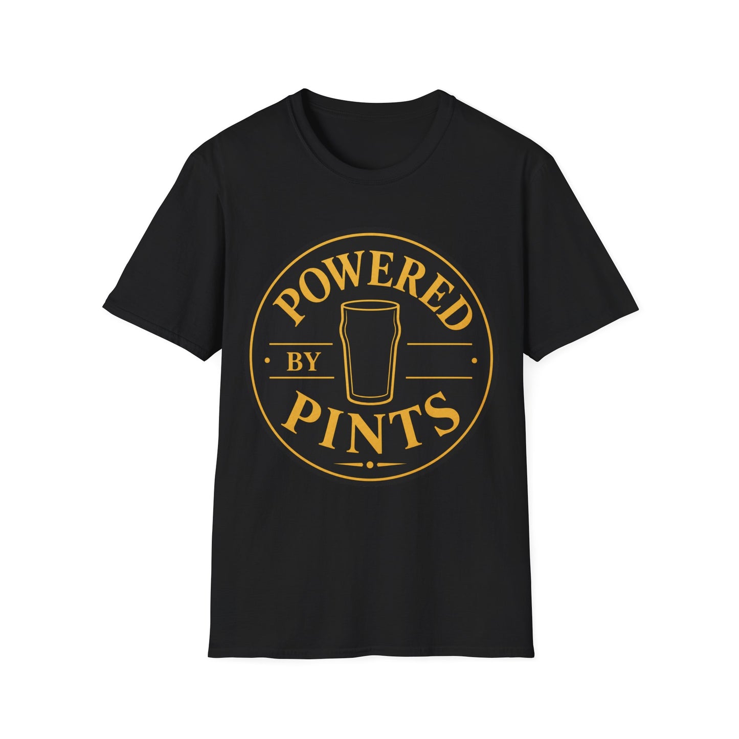 "Powered by Pints"  T-shirt for Beer Lovers Vintage Pub Tee